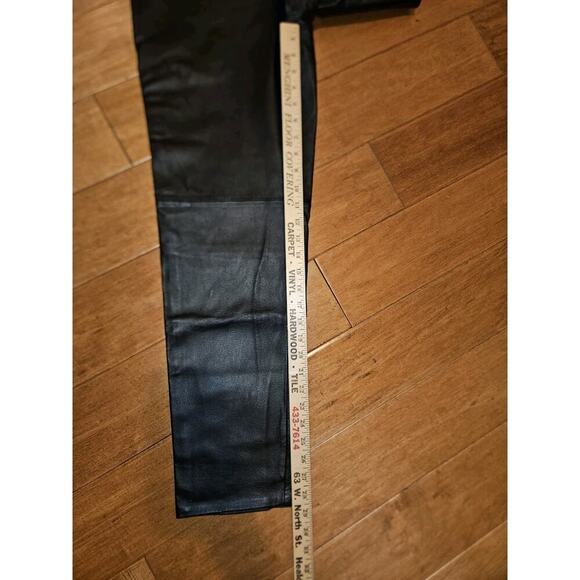 NWT Vintage Lew Magram 5 Pocket Leather Pants Black Lined Straight Leg Size 6 - Picture 9 of 10